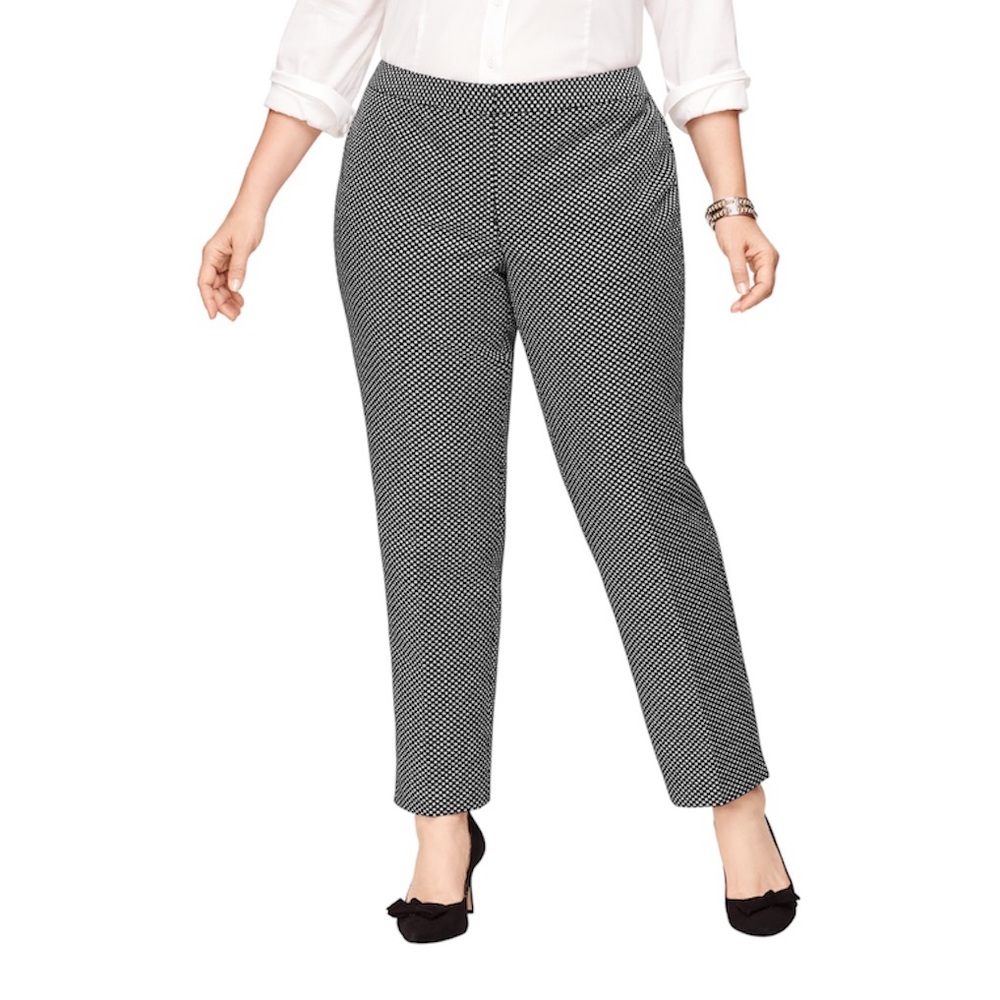 TALBOTS PLUS SIZE SHIMMERING JACQUARD TAILORED ANKLE PANTS
